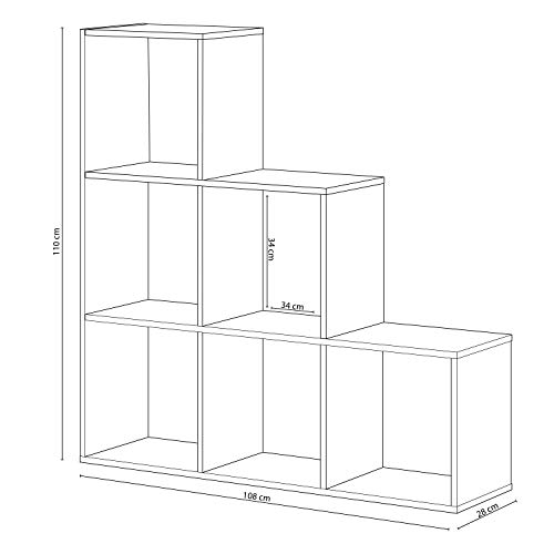 Habitdesign Estantería Librería, Salón, Comedor o Despacho, Modelo Lua, Acabado en Blanco Artik y Roble Canadian, Medidas: 110 cm (Alto) x 108 cm (Ancho) x 28 cm (Fondo)