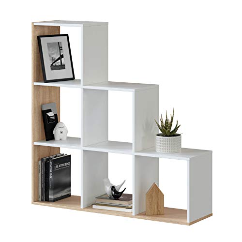 Habitdesign Estantería Librería, Salón, Comedor o Despacho, Modelo Lua, Acabado en Blanco Artik y Roble Canadian, Medidas: 110 cm (Alto) x 108 cm (Ancho) x 28 cm (Fondo) Habitdesign Estantería Librería, Salón, Comedor o Despacho, Modelo Lua, Acabado en Blanco Artik y Roble Canadian, Medidas: 110 cm (Alto) x 108 cm (Ancho) x 28 cm (Fondo)