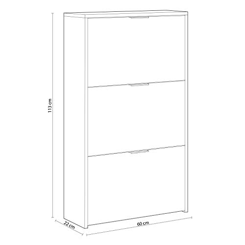 Habitdesign LC0877R - Zapatero con 3 Puertas Capacidad 18 Pares, Color Exterior Roble y Frontales Blanco Brillo, Medidas: 60 x 113 x 22 cm de Profundidad Habitdesign LC0877R - Zapatero con 3 Puertas Capacidad 18 Pares, Color Exterior Roble y Frontales Blanco Brillo, Medidas: 60 x 113 x 22 cm de Profundidad