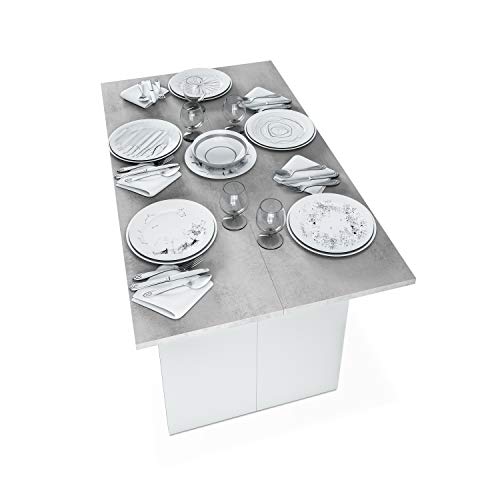 Habitdesign Mesa Consola Desplegable, Mesa Auxiliar o de Cocina, Modelo Tavolo, Acabado en Blanco Artik y Gris Cemento, Medidas: 120 cm (Largo) x 70 cm (Ancho) x 73,5 cm (Alto) Habitdesign Mesa Consola Desplegable, Mesa Auxiliar o de Cocina, Modelo Tavolo, Acabado en Blanco Artik y Gris Cemento, Medidas: 120 cm (Largo) x 70 cm (Ancho) x 73,5 cm (Alto)