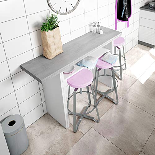 Habitdesign Mesa Consola Desplegable, Mesa Auxiliar o de Cocina, Modelo Tavolo, Acabado en Blanco Artik y Gris Cemento, Medidas: 120 cm (Largo) x 70 cm (Ancho) x 73,5 cm (Alto) Habitdesign Mesa Consola Desplegable, Mesa Auxiliar o de Cocina, Modelo Tavolo, Acabado en Blanco Artik y Gris Cemento, Medidas: 120 cm (Largo) x 70 cm (Ancho) x 73,5 cm (Alto)