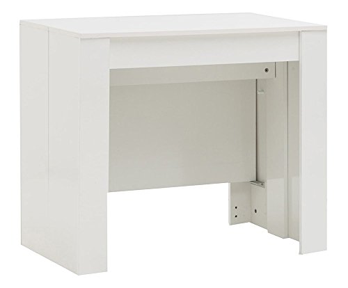 Habitdesign - Mesa de Comedor Consola Extensible, Mesa para Salon recibidor o Cocina (Blanco Brillo)