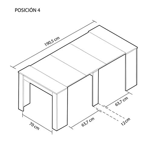 Habitdesign Mesa de Comedor, Consola, Mesa Extensible, Mesa para Salon recibidor o Cocina, Acabado en Gris Ceniza, Medidas: 50-235 cm (Largo) x 90 cm (Ancho) x 78 cm (Alto)