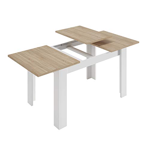 Habitdesign Mesa de Comedor Extensible, Mesa salón o Cocina, Acabado en Color Blanco Artik y Roble Canadian, Modelo Kendra, Medidas: 123-173 cm (Largo) x 75 cm (Ancho) x 78 cm (Alto) Habitdesign Mesa de Comedor Extensible, Mesa salón o Cocina, Acabado en Color Blanco Artik y Roble Canadian, Modelo Kendra, Medidas: 123-173 cm (Largo) x 75 cm (Ancho) x 78 cm (Alto)
