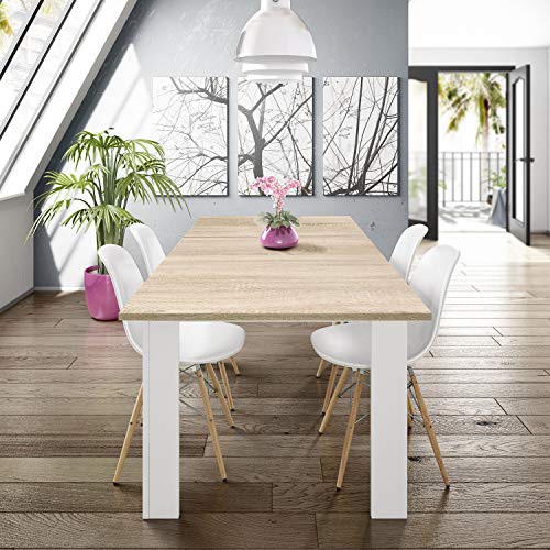 Habitdesign Mesa de Comedor Extensible, Mesa salón o Cocina, Acabado en Color Blanco Artik y Roble Canadian, Modelo Kendra, Medidas: 123-173 cm (Largo) x 75 cm (Ancho) x 78 cm (Alto) Habitdesign Mesa de Comedor Extensible, Mesa salón o Cocina, Acabado en Color Blanco Artik y Roble Canadian, Modelo Kendra, Medidas: 123-173 cm (Largo) x 75 cm (Ancho) x 78 cm (Alto)