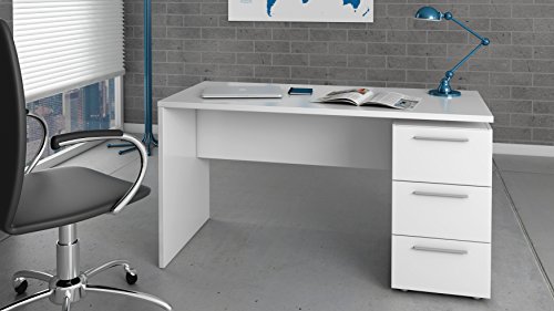 Habitdesign Mesa de Despacho 3 Cajones, Mesa Escritorio, Modelo Stylus, Acabado en Color Blanco Artik, Medidas: 138 (Ancho) x 60 cm (Fondo) x 74 (Alto) Habitdesign Mesa de Despacho 3 Cajones, Mesa Escritorio, Modelo Stylus, Acabado en Color Blanco Artik, Medidas: 138 (Ancho) x 60 cm (Fondo) x 74 (Alto)
