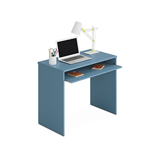Habitdesign Mesa de Ordenador con Bandeja extraíble, Mesa Escritorio Juvenil, Modelo I-Joy, Color Azul WIC, Medidas: 90 cm (Ancho) x 54 cm (Fondo) x 79 cm (Alto) Habitdesign Mesa de Ordenador con Bandeja extraíble, Mesa Escritorio Juvenil, Modelo I-Joy, Color Azul WIC, Medidas: 90 cm (Ancho) x 54 cm (Fondo) x 79 cm (Alto)