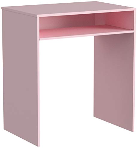 Habitdesign Mesa de Ordenador con Bandeja extraíble, Mesa Escritorio Juvenil, Modelo I-Joy, Color Rosa Nube, Medidas: 90 cm (Ancho) x 54 cm (Fondo) x 79 cm (Alto)