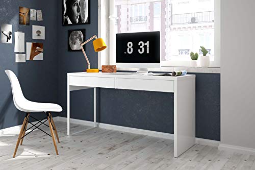 Habitdesign Mesa Escritorio con 2 Cajones, Mesa de Despacho, Mesa de Oficina, Modelo Touch, Color Blanco Artik, Medidas: 138 cm (Ancho) x 50 cm (Fondo) x 75 cm (Alto)