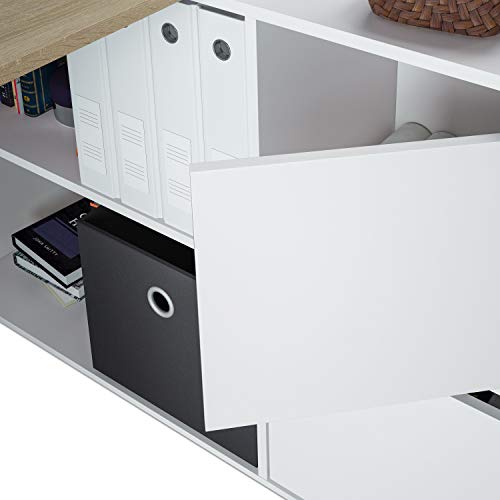 Habitdesign Mesa Escritorio, Mesa despacho Reversible, Estudio, Modelo Adapta XL, Acabado en Roble Canadian y Blanco Artik Habitdesign Mesa Escritorio, Mesa despacho Reversible, Estudio, Modelo Adapta XL, Acabado en Roble Canadian y Blanco Artik