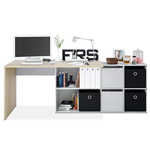 Habitdesign Mesa Escritorio, Mesa despacho Reversible, Estudio, Modelo Adapta XL, Acabado en Roble Canadian y Blanco Artik Habitdesign Mesa Escritorio, Mesa despacho Reversible, Estudio, Modelo Adapta XL, Acabado en Roble Canadian y Blanco Artik