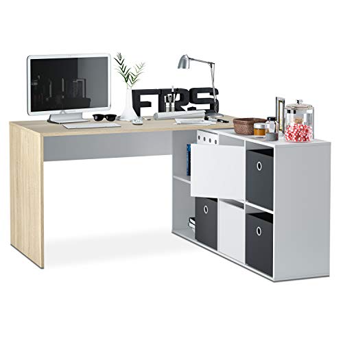 Habitdesign Mesa Escritorio, Mesa despacho Reversible, Estudio, Modelo Adapta XL, Acabado en Roble Canadian y Blanco Artik Habitdesign Mesa Escritorio, Mesa despacho Reversible, Estudio, Modelo Adapta XL, Acabado en Roble Canadian y Blanco Artik