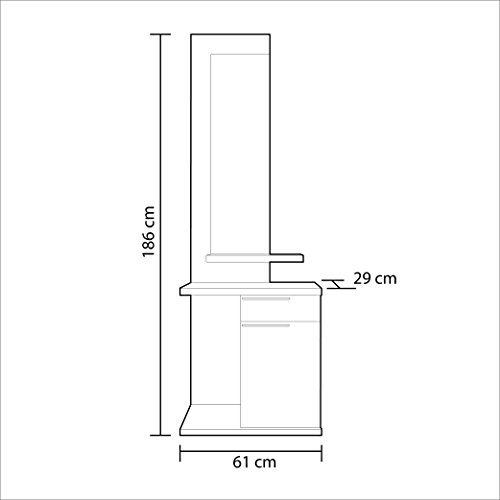 Habitdesign Recibidor con Espejo, Mueble de Entrada, Acabado en Color Blanco Brillo y Gris Ceniza, Medidas: 186 cm (Alto) x 61 cm (Ancho) x 29 cm (Fondo)