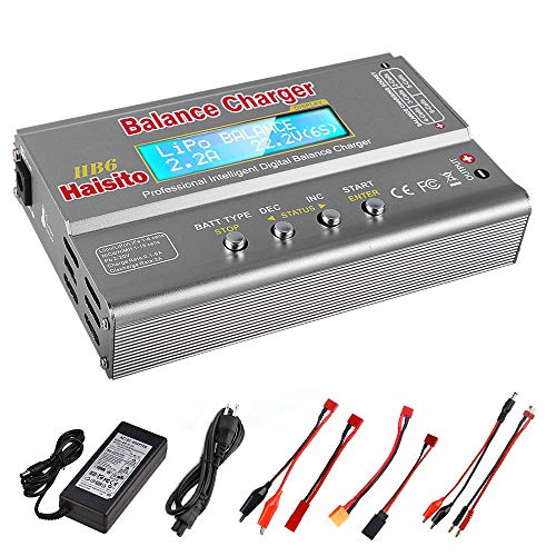 Haisito Cargador de Equilibrio de batería de 80W 6A Lipo Descargador para batería de LiPo/ Li-Ion/ Life (1-6S), NiMH/ NiCd (1-15S), Cargador de Equilibrio de batería RC Hobby con Adaptador de CA Haisito Cargador de Equilibrio de batería de 80W 6A Lipo Descargador para batería de LiPo/ Li-Ion/ Life (1-6S), NiMH/ NiCd (1-15S), Cargador de Equilibrio de batería RC Hobby con Adaptador de CA