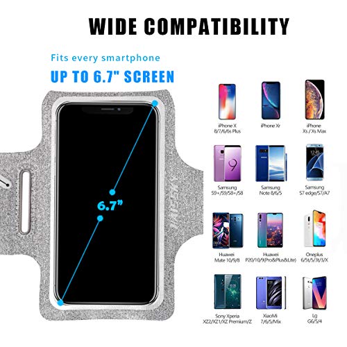 HAISSKY Brazalete Deportivo para Correr Brazalete Móvil Deportivo con Soporte para Llaves, Cables y Tarjetas para iPhone XS MAX XR X 8 Plus/7 Plus, Galaxy S9/S8 Plus Huawei P20 y Más (Gris) HAISSKY Brazalete Deportivo para Correr Brazalete Móvil Deportivo con Soporte para Llaves, Cables y Tarjetas para iPhone XS MAX XR X 8 Plus/7 Plus, Galaxy S9/S8 Plus Huawei P20 y Más (Gris)
