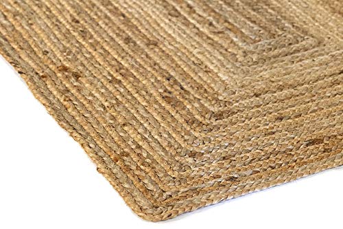 HAMID Alfombra Yute Alhambra Color Natural - Alfombra 100% Fibra de Yute (60x110cm)