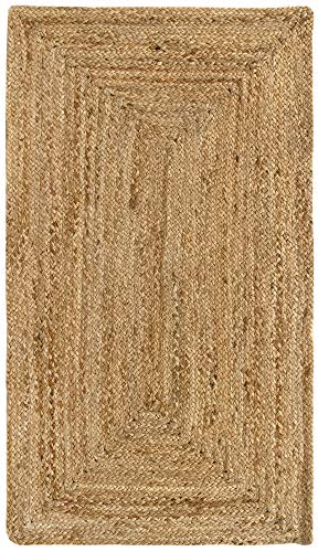 HAMID Alfombra Yute Alhambra Color Natural - Alfombra 100% Fibra de Yute (60x110cm)