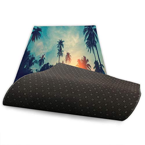 Hangdachang Esterilla de yoga antideslizante Sunset Palm Trees Tropical para Navidad y Nochevieja familia y amigos (70 x 248 pulgadas)