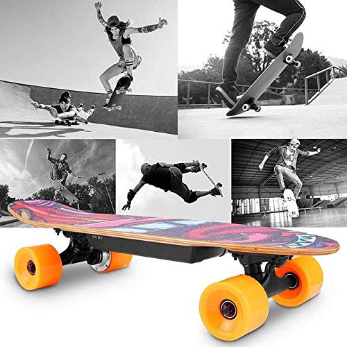 Hanico Skateboard Eléctrico Longboard Eléctrico a Control Remoto para Adulto Jóvenes Niño, Negro Skateboard Monopatín de Crucero Completo,Motor 350W, Máx 20 km/h(EU Stock)