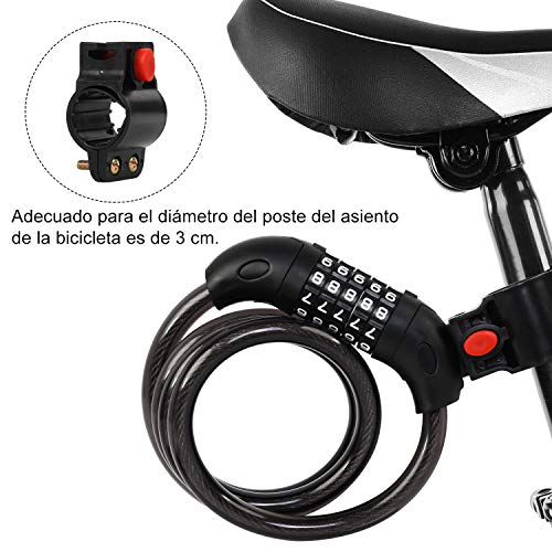 Hanmir Candado Bicicleta Candado Bicicleta Combinacion 5 Dígitos Antirrobo Alta Seguridad con Cadena de Material Ecológico de PVC para La Bicicleta Al Aire Libre Proteccion Moto Bici
