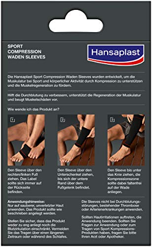 Hansaplast - Mangas de compresión para pantorrillas (para apoyar la musculatura, las pantorrillas promueven la regeneración muscular, 1 par)