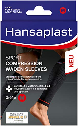 Hansaplast - Mangas de compresión para pantorrillas (para apoyar la musculatura, las pantorrillas promueven la regeneración muscular, 1 par)