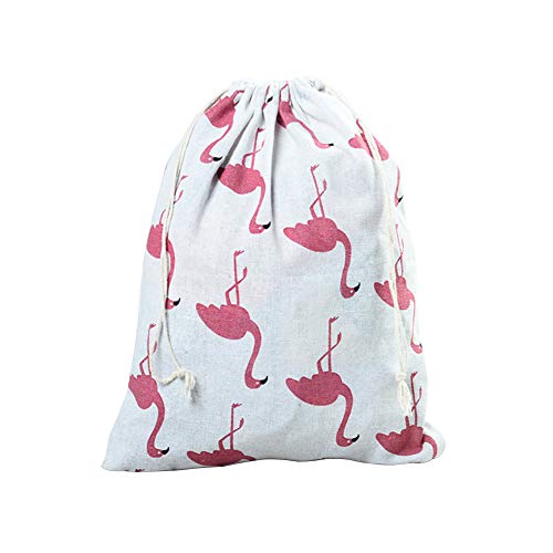 Haodou Flamingo Patrón de Hecha A Mano Algodón de Lino de Almacenamiento Paquete Bolsa Con Cordón Bolsa de Viaje Mujeres Paño Pequeño Bolsa