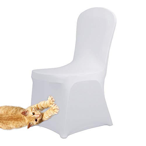 HAORUI Conjunto de Cubiertas Spandex Stretch Lycra Chair de 4 Modernas Fundas de poliéster Lycra Silla para Bodas Evento Aniversario Dinning Decoración(Un Paquete de 4, Blanco)