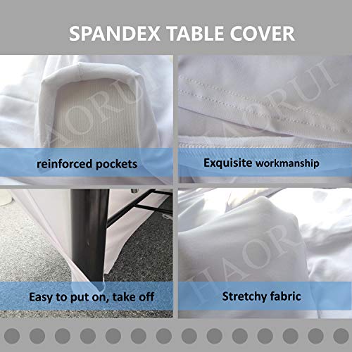 HAORUI Conjunto de Cubiertas Spandex Stretch Lycra Chair de 4 Modernas Fundas de poliéster Lycra Silla para Bodas Evento Aniversario Dinning Decoración(Un Paquete de 4, Blanco)