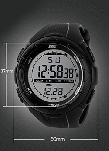 Happy Cherry Deportivo LED Reloj Digital de Cuarzo con Correa de Gaucho Esfera Grande Multifunción Alarma Cronómetro Calendario Waterproof Wrist Watch para Hombre Chico - Negro Happy Cherry Deportivo LED Reloj Digital de Cuarzo con Correa de Gaucho Esfera Grande Multifunción Alarma Cronómetro Calendario Waterproof Wrist Watch para Hombre Chico - Negro