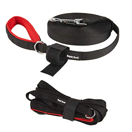 HAPPY HACHI Correa para Perro Larga Correas Adiestramiento para Perros Mediano Grande con Asa Acolchada Ideal para Paseo Mascota Entrenamiento(Longitud 6m, Nero)