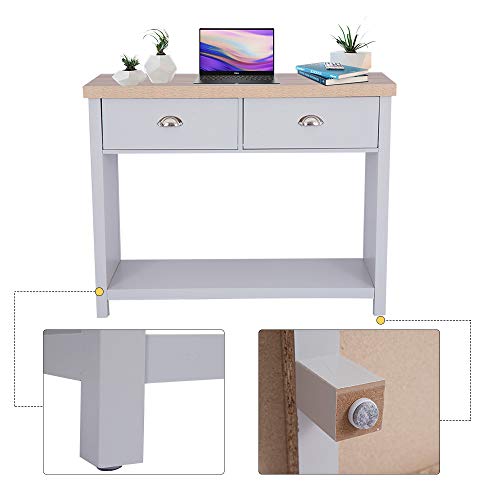 Happy Home Mesa Consola con 2 Cajones y Estante Organizador Pasillo Dormitorio Sala de Estar Mesa Auxiliar Muebles de Escritorio, 97x35x76 CM Happy Home Mesa Consola con 2 Cajones y Estante Organizador Pasillo Dormitorio Sala de Estar Mesa Auxiliar Muebles de Escritorio, 97x35x76 CM