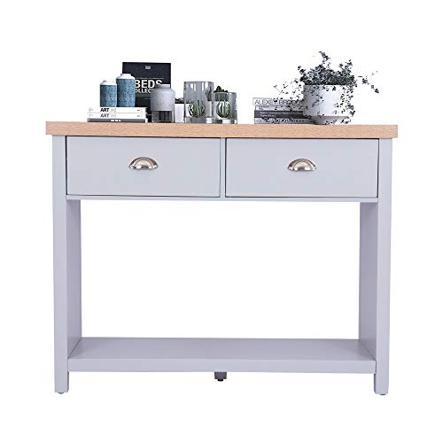 Happy Home Mesa Consola con 2 Cajones y Estante Organizador Pasillo Dormitorio Sala de Estar Mesa Auxiliar Muebles de Escritorio, 97x35x76 CM Happy Home Mesa Consola con 2 Cajones y Estante Organizador Pasillo Dormitorio Sala de Estar Mesa Auxiliar Muebles de Escritorio, 97x35x76 CM