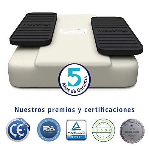 Happylegs® con Mando Inalámbrico ON/OFF - Ejercitador de Piernas Gimnasia Pasiva para Mayores y Jóvenes para Oficina. La Máquina de Andar Sentado que Ayuda a Mejorar la Circulación (Blanco)