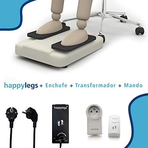 Happylegs® con Mando Inalámbrico ON/OFF - Ejercitador de Piernas Gimnasia Pasiva para Mayores y Jóvenes para Oficina. La Máquina de Andar Sentado que Ayuda a Mejorar la Circulación (Blanco)