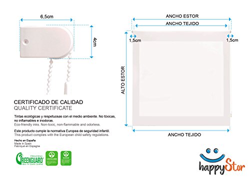 HappyStor HSCZ1465 Estor Enrollable Estampado Digital Zen Tejido Traslúcido Medida Total Estor:125x250 (**Solo Ancho Tela:121-122cm.**)