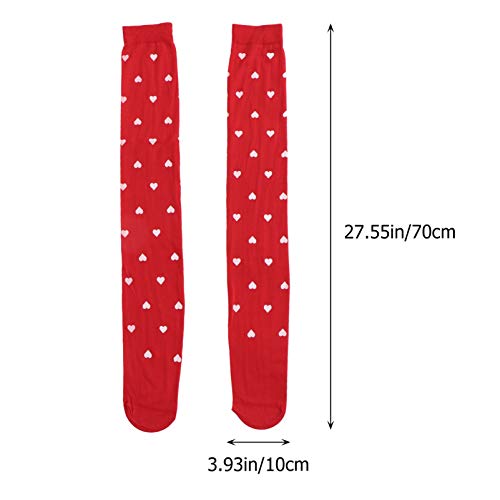 Happyyami San Valentín Calcetines hasta La Rodilla Corazón hasta La Rodilla Medias hasta El Muslo Medias de Corazón Accesorio de Ropa para Mujeres Niñas Rojo