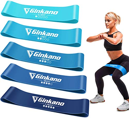 Haquno Bandas Elásticas Fitness/Bandas de Resistencia, Set de 5 Cintas Elásticas Fitness y Musculación de Látex Natural Agradable a la Piel con Guía de Ejercicios de Español y Bolsa Almacenamiento