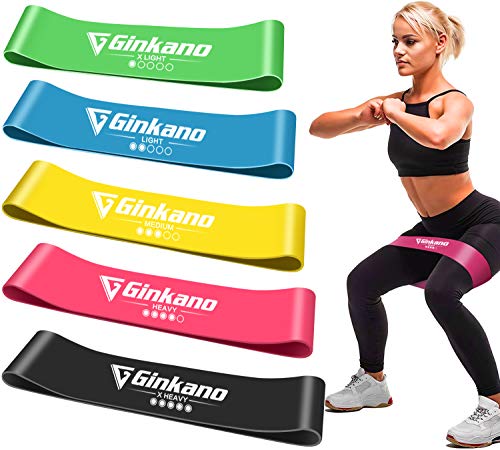 Haquno Bandas Elásticas Fitness/Bandas de Resistencia, Set de 5 Cintas Elásticas Fitness y Musculación de Látex Natural Agradable a la Piel con Guía de Ejercicios de Español y Bolsa Almacenamiento