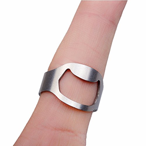 harayaa 2 Piezas de Acero Inoxidable para Hombre, Abridor de Barra de Cerveza, Anillo de Dedo, Anillo de Bicicleta