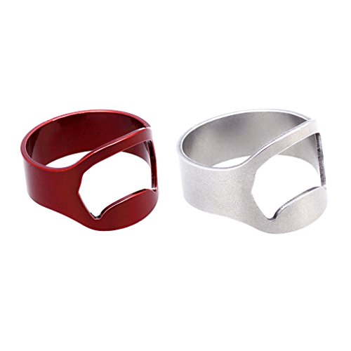 harayaa 2 Piezas de Acero Inoxidable para Hombre, Abridor de Barra de Cerveza, Anillo de Dedo, Anillo de Bicicleta