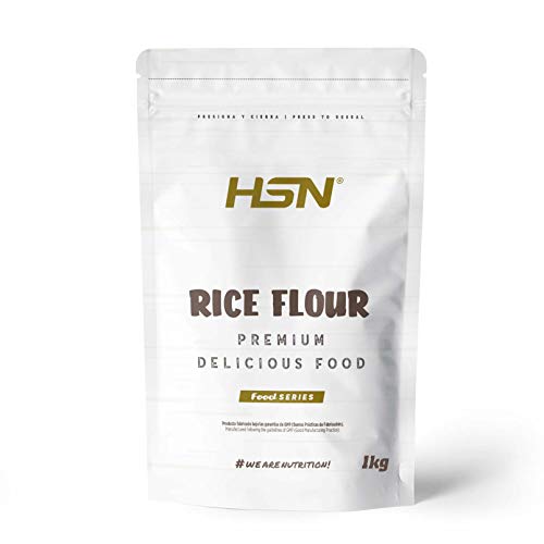 Harina de Arroz de HSN | Rice Flour | Energía Saludable 100% Natural | Formato de Finísima Textura en Polvo | Vegana, Sin Gluten, Sin Lactosa, Sin Soja, Sin Sabor, 1 Kg