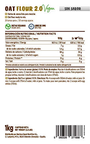 Harina de Avena de HSN | Oatmeal | Instantánea Ideal para Batidos, Tortitas de Avena y Claras, Recetas Fitness | De Sabores, En Polvo, Vegana, Sin Lactosa, Sin Soja, Sabor Neutro, 1Kg Harina de Avena de HSN | Oatmeal | Instantánea Ideal para Batidos, Tortitas de Avena y Claras, Recetas Fitness | De Sabores, En Polvo, Vegana, Sin Lactosa, Sin Soja, Sabor Neutro, 1Kg
