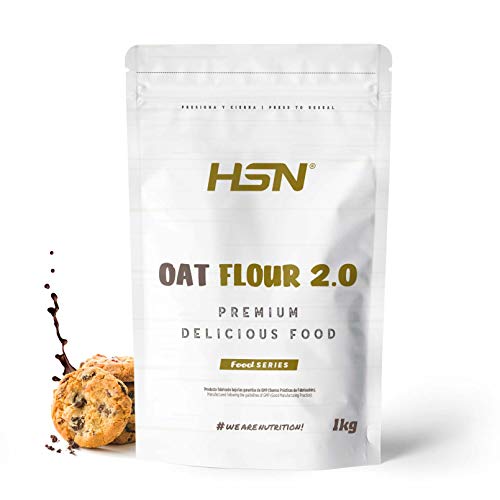 Harina de Avena de HSN | Oatmeal | Instantánea Ideal para Batidos, Tortitas de Avena y Claras, Recetas Fitness | De Sabores, En Polvo, Vegana, Sin Lactosa, Sin Soja, Sabor Chocolate-Galletas, 1Kg