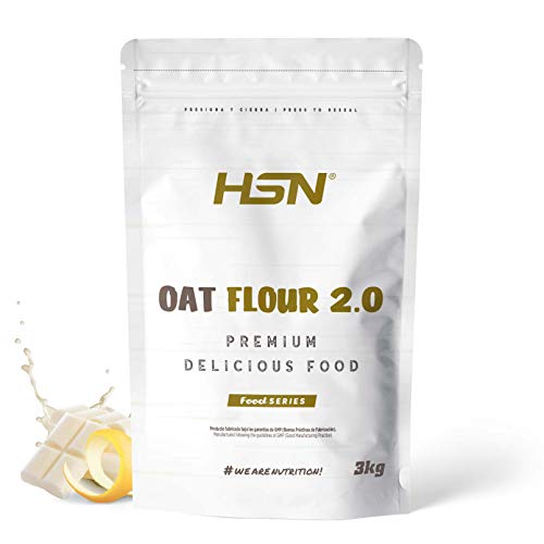 Harina de Avena de HSN | Oatmeal | Instantánea Ideal para Batidos, Tortitas de Avena y Claras, Recetas Fitness | De Sabores, En Polvo, Vegana, Sin Lactosa, Sin Soja, Sabor Chocolate Blanco Limón, 3Kg