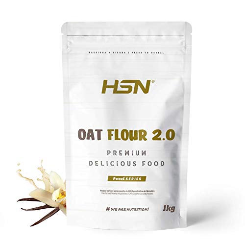 Harina de Avena de HSN | Oatmeal | Instantánea Ideal para Batidos, Tortitas de Avena y Claras, Recetas Fitness | De Sabores, En Polvo, Vegana, Sin Lactosa, Sin Soja, Sabor Vainilla, 1Kg