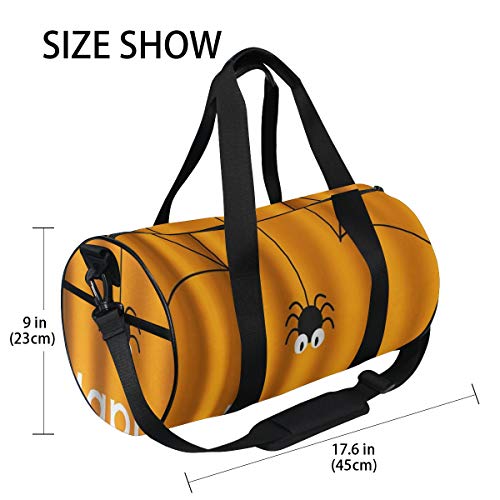 HARXISE Happy Halloween Theme Spider Web，Bolsa de equipaje de viaje Deporte Lienzo ligero Equipaje de fitness Bolso de tambor Desmontable