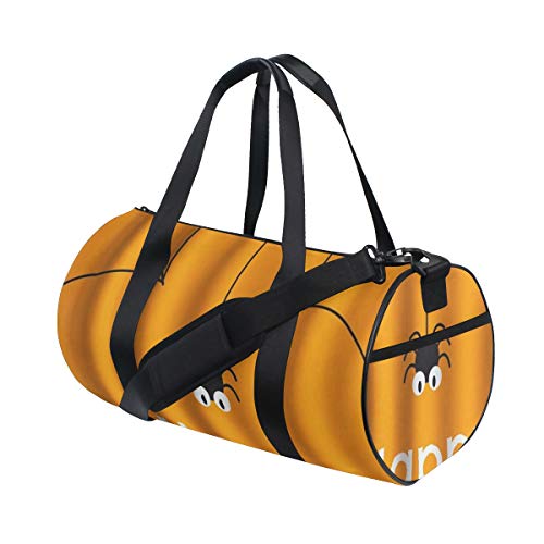 HARXISE Happy Halloween Theme Spider Web，Bolsa de equipaje de viaje Deporte Lienzo ligero Equipaje de fitness Bolso de tambor Desmontable