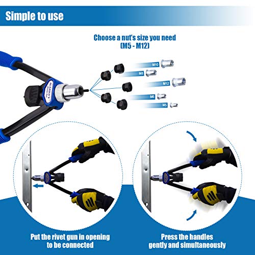 HASKYY - Pistola remachadora manual para tuercas remachables 150 Tuercas M5 M6 M8 M10 M12 HASKYY - Pistola remachadora manual para tuercas remachables 150 Tuercas M5 M6 M8 M10 M12