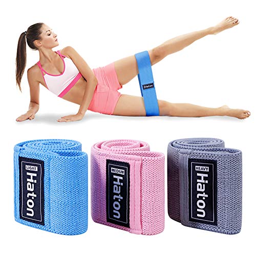 Haton Bandas Elasticas Musculacion Antideslizantes Banda Elástica Costura Conjunto de Cintas de Resistencia Fitness para Glúteos,Cadera,Piernas,Brazos,Yoga,Pilates,Fitness,Mujer y Hombre(3 Set)